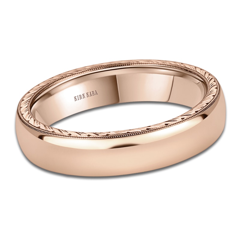 Main Image 1 of Kirk Kara Men's Polished Milgrain Wedding Band 14K Rose Gold 5mm