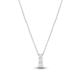 Lab-Created Diamond Graduated Three-Stone Stack Necklace 1/2 ct tw 14K White Gold 18&quot;