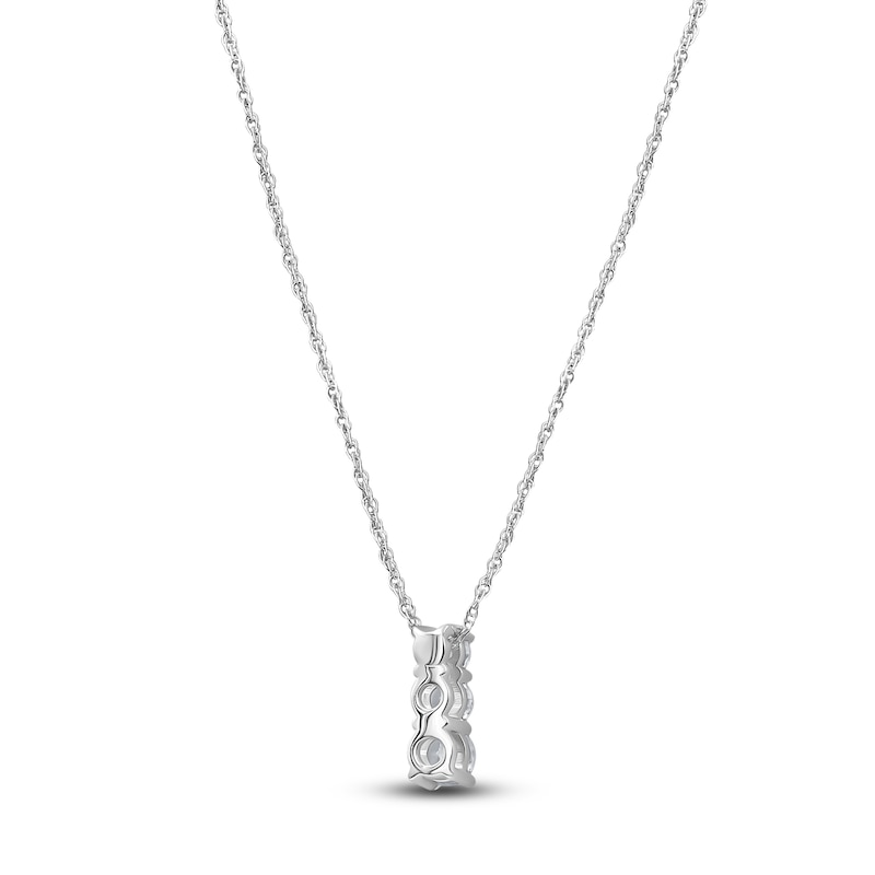 Main Image 4 of Lab-Created Diamond Graduated Three-Stone Stack Necklace 1/2 ct tw 14K White Gold 18&quot;