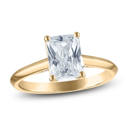 Radiant-Cut Lab-Created Diamond Solitaire Plus Engagement Ring 2 ct tw 18K Yellow Gold(VS2/F)