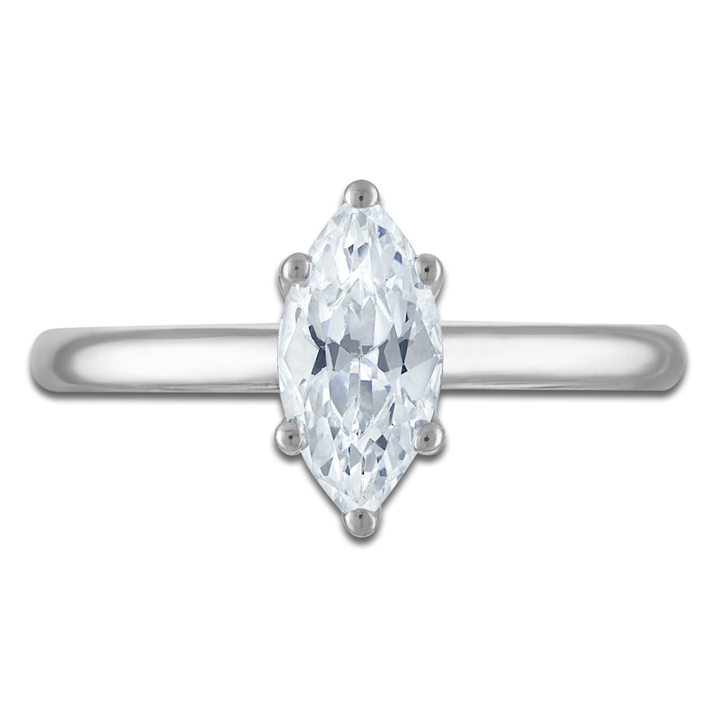 Main Image 3 of Marquise-Cut Lab-Created Diamond Solitaire Plus Engagement Ring 1 ct tw Platinum (VS2/F)