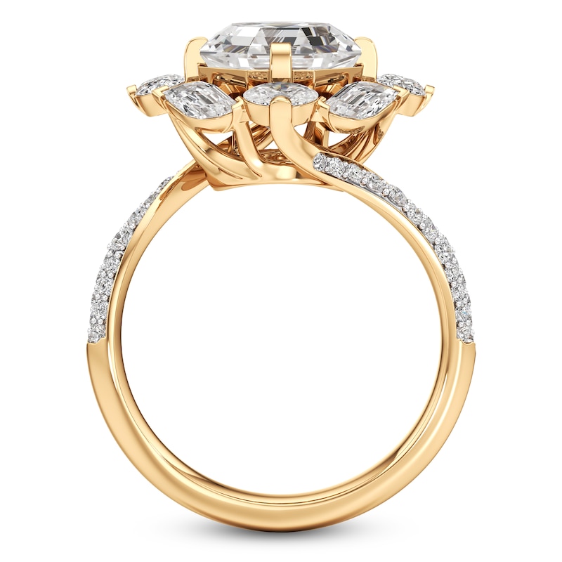 Main Image 2 of J'Lure Octagon Step-Cut Lab-Created Diamond Halo Bypass Engagement Ring 4-1/3 ct tw 18K Yellow Gold