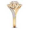 Thumbnail Image 3 of J'Lure Octagon Step-Cut Lab-Created Diamond Halo Bypass Engagement Ring 4-1/3 ct tw 18K Yellow Gold