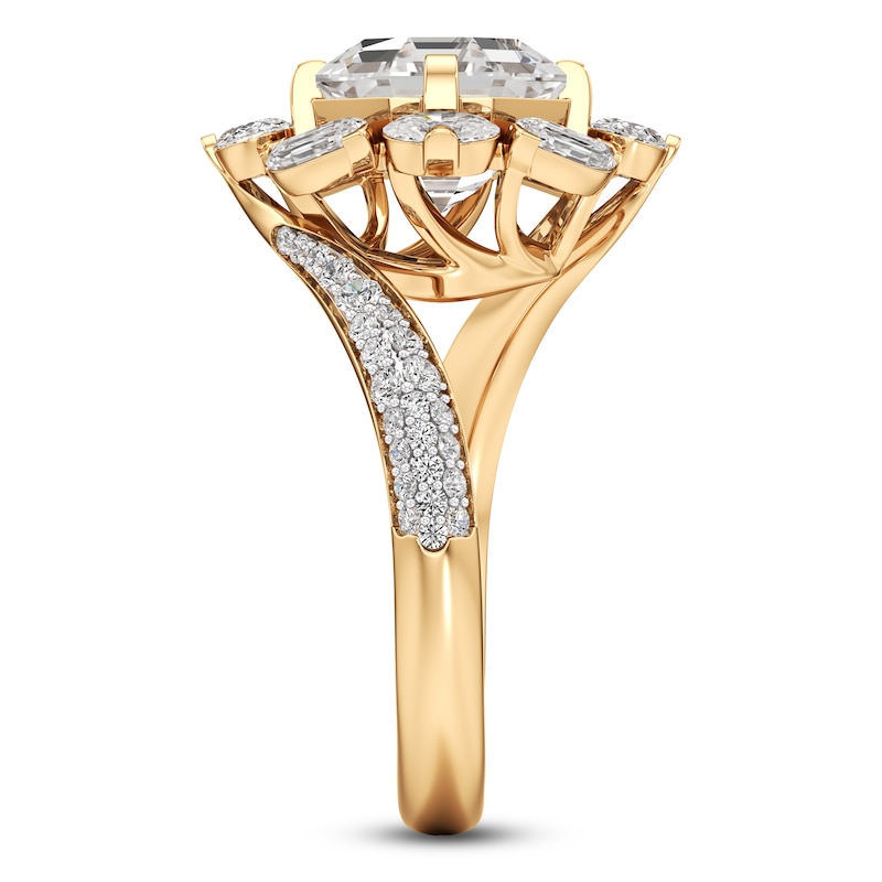 Main Image 3 of J'Lure Octagon Step-Cut Lab-Created Diamond Halo Bypass Engagement Ring 4-1/3 ct tw 18K Yellow Gold