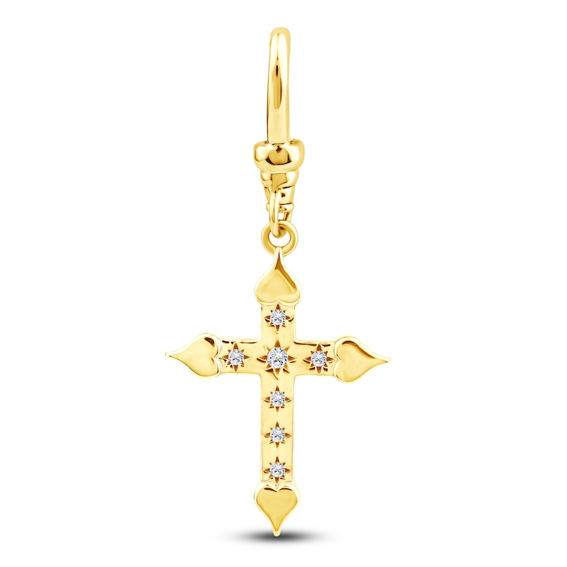 Main Image 1 of Charm'd by Lulu Frost Cross Charm 1/20 ct tw 10K Yellow Gold