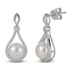 Thumbnail Image 1 of Cultured Pearl & White Lab-Created Sapphire Drop Earrings Sterling Silver