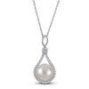 Thumbnail Image 1 of Cultured Pearl & White Lab-Created Sapphire Drop Necklace Sterling Silver 18&quot;