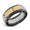 Thumbnail Image 2 of Baraka Men's Black Diamond Accent Ring Stainless Steel, Black Ion Plating & 18K Yellow Gold