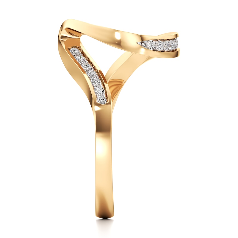 Main Image 3 of J'Lure Lab-Created Diamond Contour Wedding Band 1/6 ct tw 18K Yellow Gold