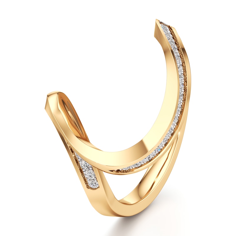 Main Image 4 of J'Lure Lab-Created Diamond Contour Wedding Band 1/6 ct tw 18K Yellow Gold