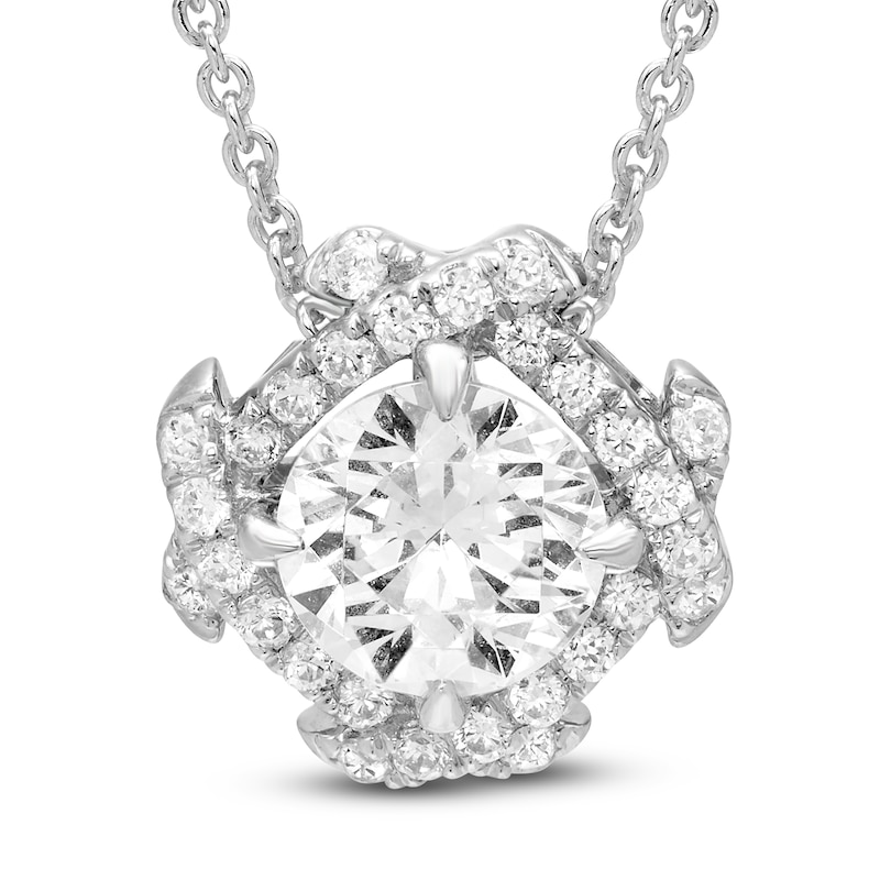 Main Image 1 of Unspoken Diamond Halo Necklace 2-1/2 ct tw 14K White Gold 18&quot;