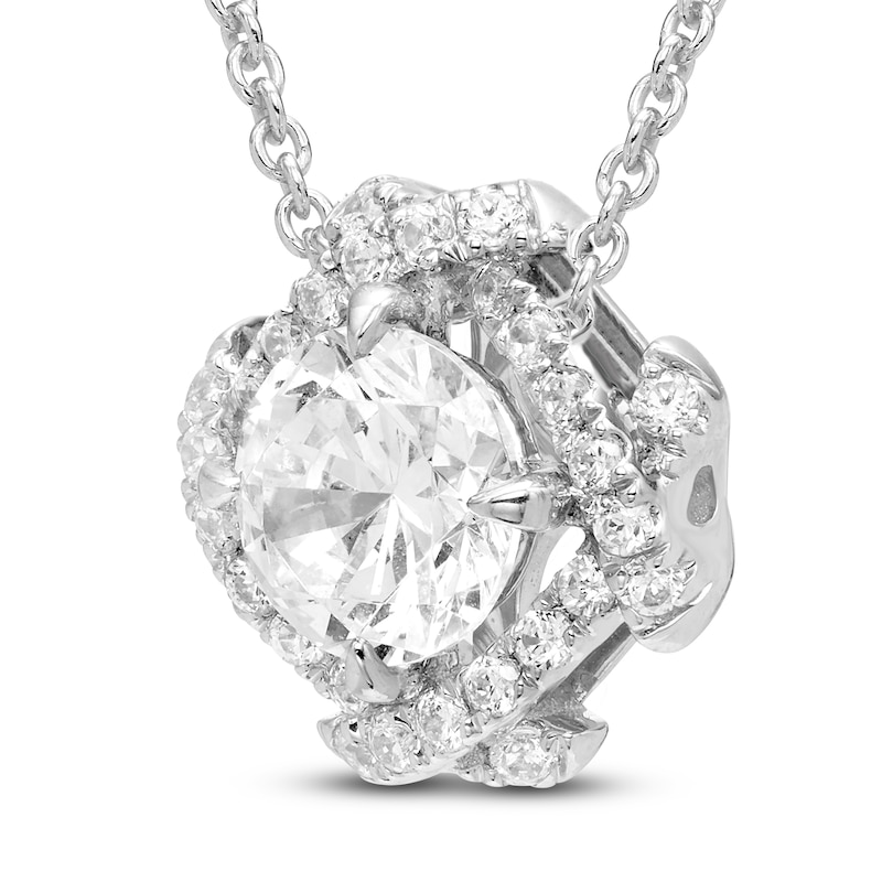 Main Image 2 of Unspoken Diamond Halo Necklace 2-1/2 ct tw 14K White Gold 18&quot;