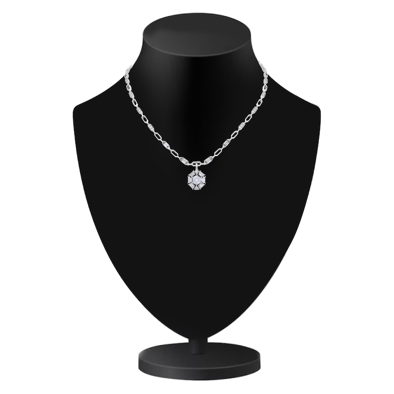 Main Image 2 of J'Lure Hexagon Portrait-Cut, Trapezoid Step-Cut & Trillion Curved Brilliant-Cut Lab-Created Diamond Necklace 7-1/3 ct tw 14K White Gold 18.5&quot;