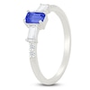 Thumbnail Image 2 of Rectangle-Cut Blue Lab-Created Sapphire & White Lab-Created Sapphire Ring Sterling Silver