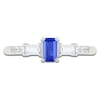 Thumbnail Image 3 of Rectangle-Cut Blue Lab-Created Sapphire & White Lab-Created Sapphire Ring Sterling Silver