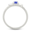 Thumbnail Image 4 of Rectangle-Cut Blue Lab-Created Sapphire & White Lab-Created Sapphire Ring Sterling Silver