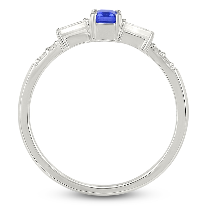 Main Image 4 of Rectangle-Cut Blue Lab-Created Sapphire & White Lab-Created Sapphire Ring Sterling Silver