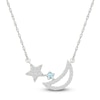 Thumbnail Image 1 of Natural Aquamarine & White Lab-Created Sapphire Moon & Star Necklace Sterling Silver 18&quot;