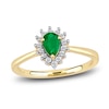 Thumbnail Image 1 of Pear-Shaped Natural Emerald & Round-Cut Diamond Ring 1/6 ct tw 14K Yellow Gold