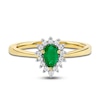 Thumbnail Image 3 of Pear-Shaped Natural Emerald & Round-Cut Diamond Ring 1/6 ct tw 14K Yellow Gold