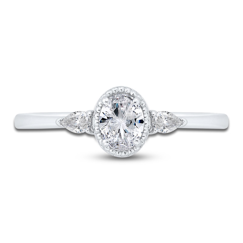 Diamond Engagement Ring 1/2 ct tw Oval/Pear-shaped 14K White Gold