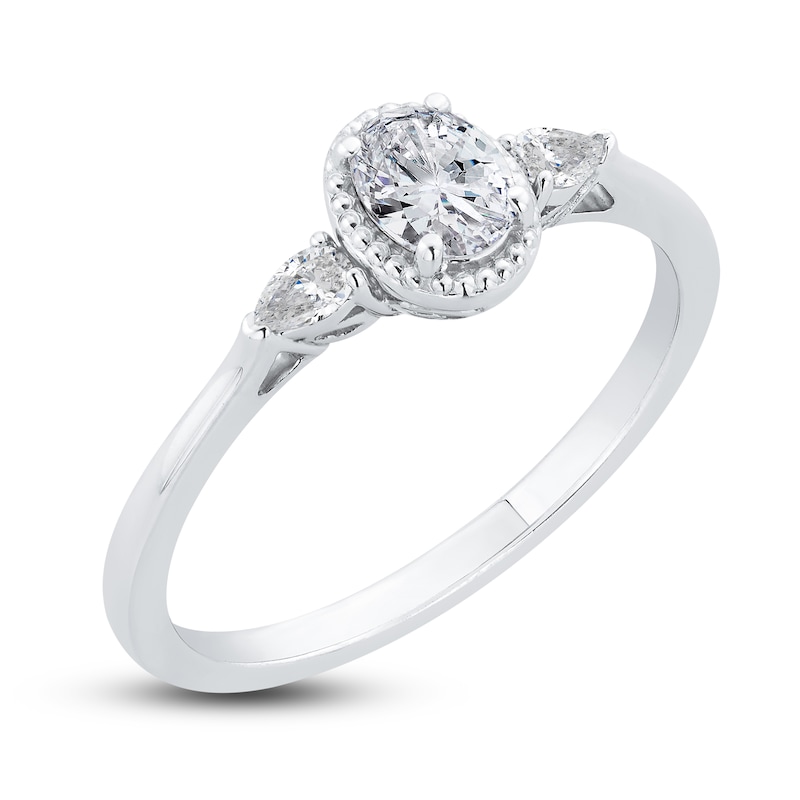 Diamond Engagement Ring 1/2 ct tw Oval/Pear-shaped 14K White Gold