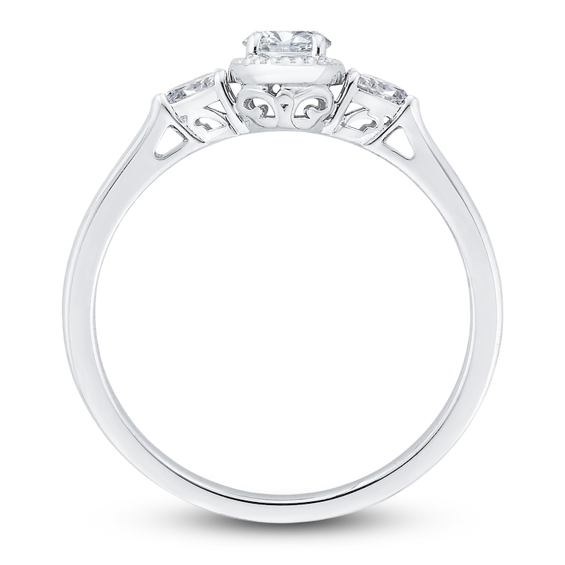 Diamond Engagement Ring 1/2 ct tw Oval/Pear-shaped 14K White Gold