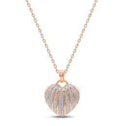 Diamond Heart Necklace 1/4 ct tw Round 14K Rose Gold 18&quot;