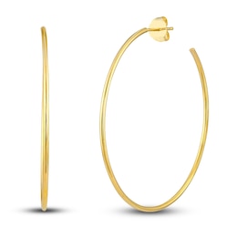 Round Wire Hoop Earrings 14K Yellow Gold 40mm