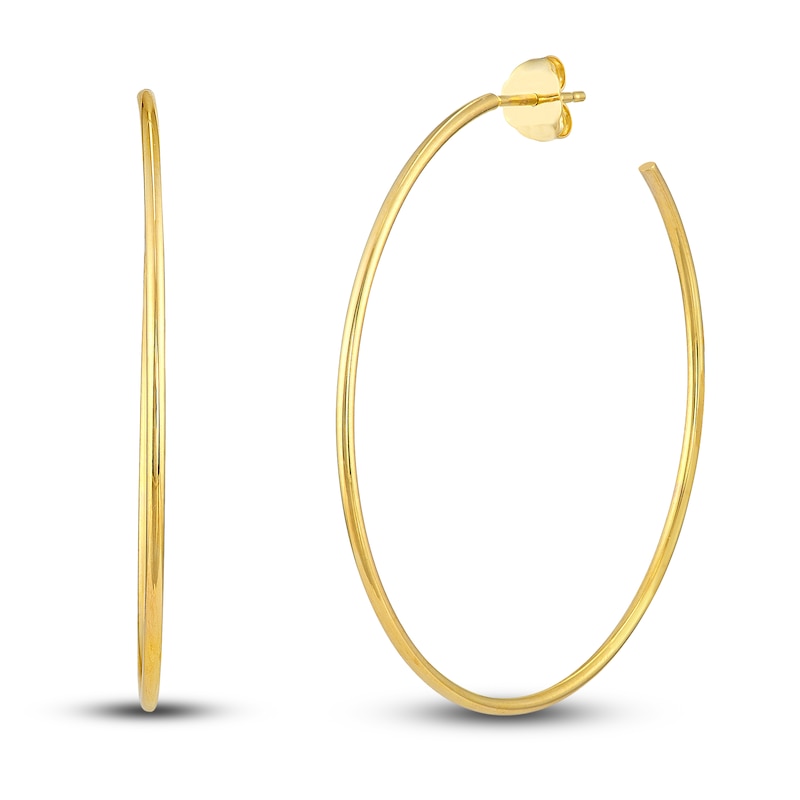 Round Wire Hoop Earrings 14K Yellow Gold 40mm