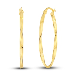 Polished Twisted Oval Hoop Earrings 14K Yellow Gold 22mm