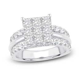 Diamond Engagement Ring 3 ct tw Round 14K White Gold