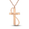 Thumbnail Image 1 of Engravable Cross Pendant Necklace Rose Gold-Plated Sterling Silver 28mm 18&quot; Adj.