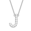 Thumbnail Image 1 of Juliette Maison Diamond Station Name Necklace 1/8 ct tw Round 10K White Gold