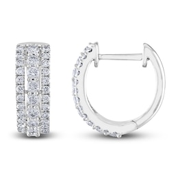 Diamond Hoop Earrings 1/2 ct tw Round 10K White Gold