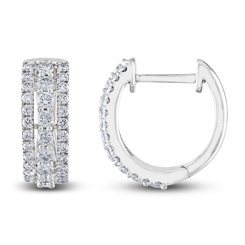 Main Image 1 of Diamond Hoop Earrings 1/2 ct tw Round 10K White Gold