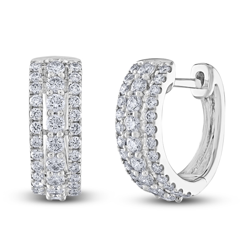 Main Image 2 of Diamond Hoop Earrings 1/2 ct tw Round 10K White Gold