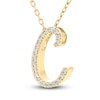 Thumbnail Image 2 of Diamond Initial C Pendant Necklace 1/10 ct tw Round 10K Yellow Gold 18&quot;