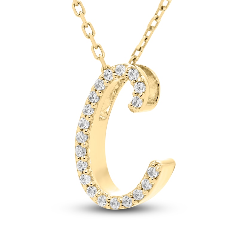 Main Image 2 of Diamond Initial C Pendant Necklace 1/10 ct tw Round 10K Yellow Gold 18&quot;