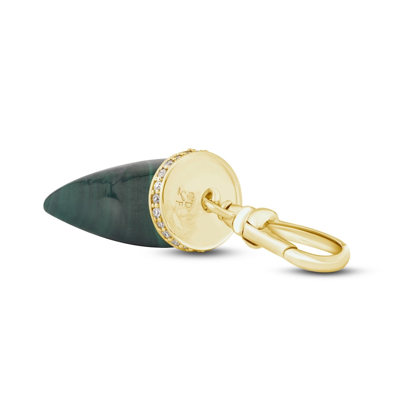 Charm'd by Lulu Frost 10K Yellow Gold 1/10 ct tw Diamond Halo 15MM Malachite Fearless Charm
