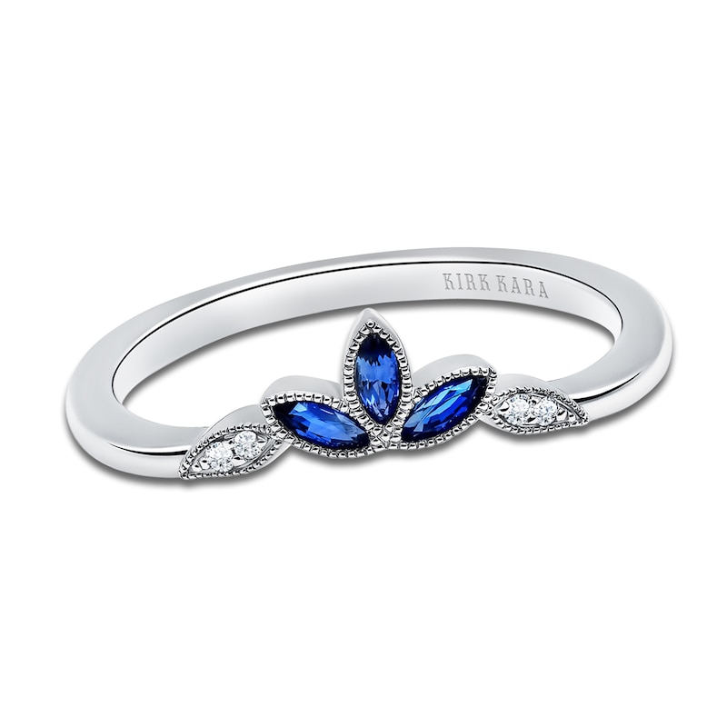 Kirk Kara Diamond & Blue Sapphire Anniversary Band Diamond Accents Platinum