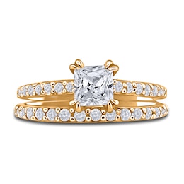 Diamond Bridal Set 1-3/8 ct tw Princess/Round 14K Yellow Gold