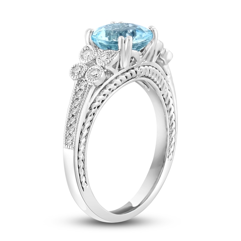 Main Image 2 of LALI Jewels Natural Aquamarine Engagement Ring 1/4 ct tw Diamonds 14K White Gold