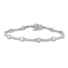 Thumbnail Image 1 of Diamond Tennis Bracelet 1 ct tw Round/Baguette 14K White Gold 7&quot;