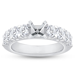 Diamond Engagement Ring Setting 1-1/2 ct tw Oval/Round 18K White Gold