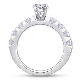 Diamond Engagement Ring Setting 1-1/2 ct tw Oval/Round 18K White Gold