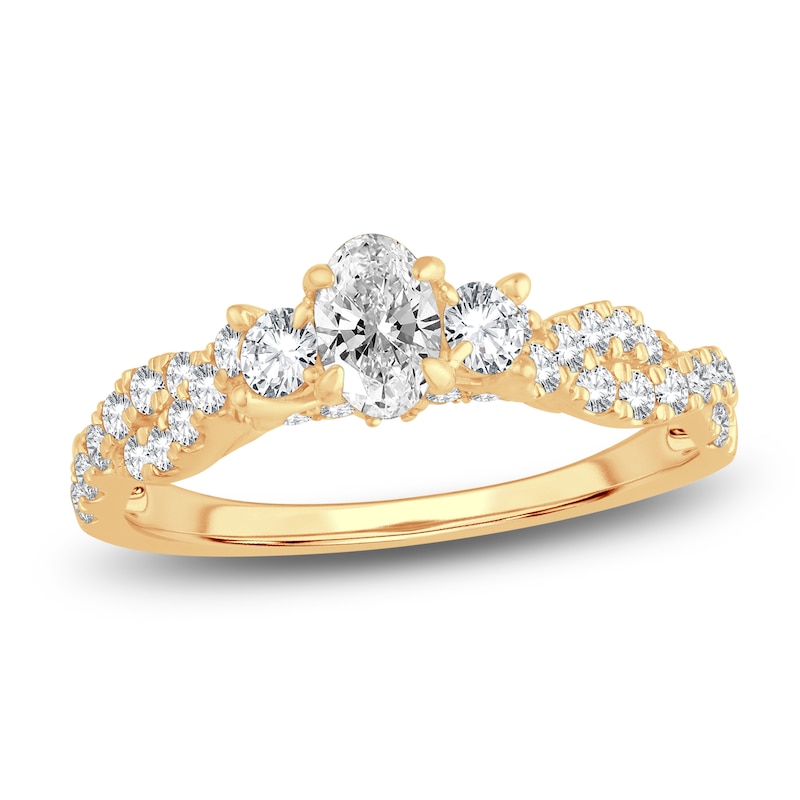 Main Image 1 of Diamond Twist Engagement Ring 1 ct tw Oval/Round 14K Yellow Gold