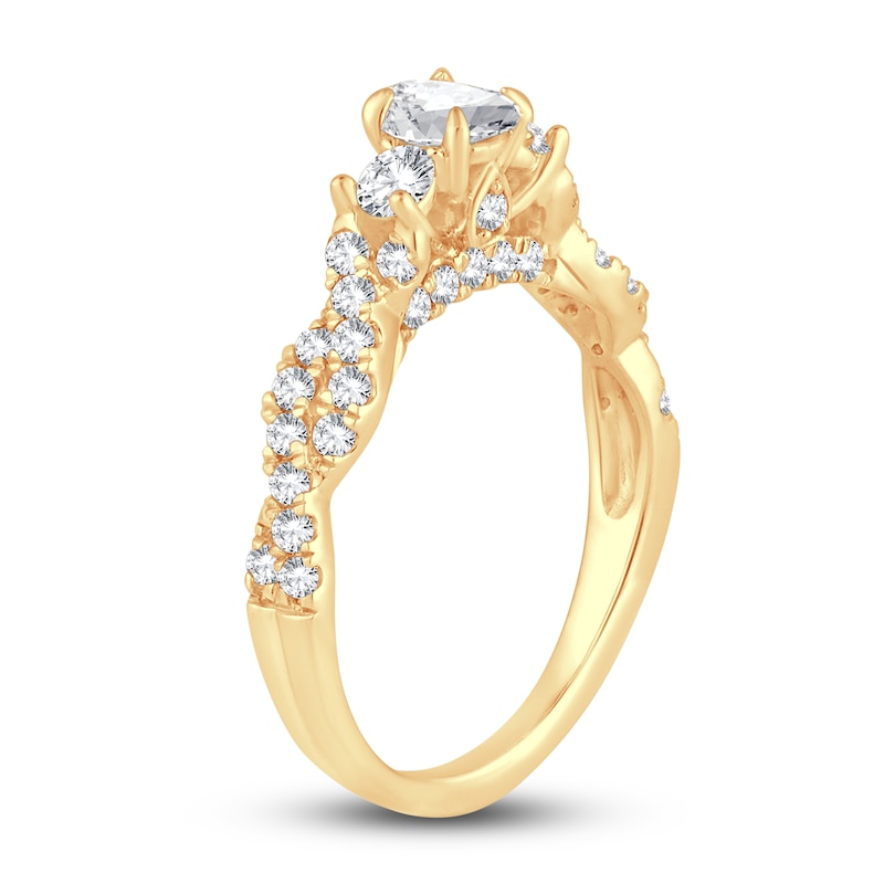 Main Image 2 of Diamond Twist Engagement Ring 1 ct tw Oval/Round 14K Yellow Gold