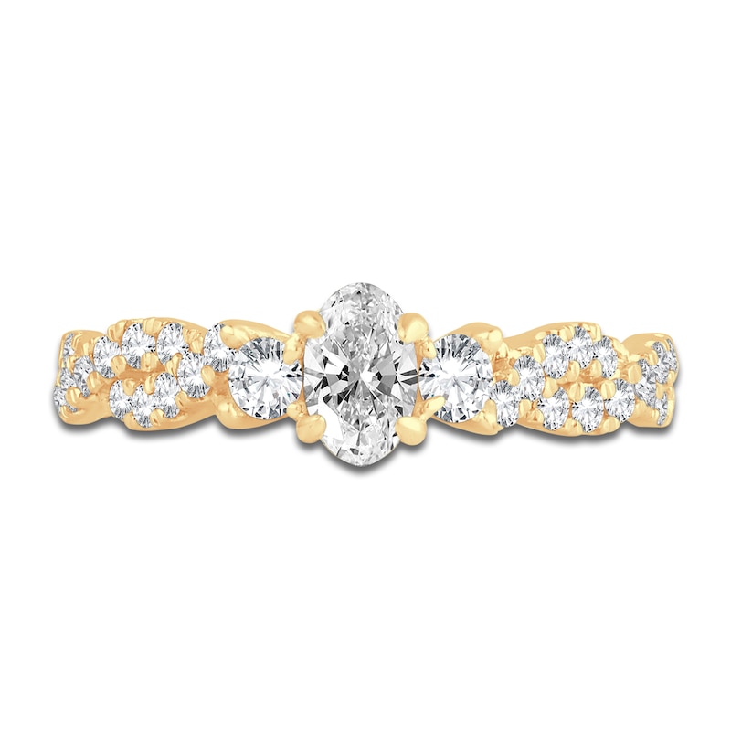 Main Image 3 of Diamond Twist Engagement Ring 1 ct tw Oval/Round 14K Yellow Gold