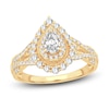 Thumbnail Image 1 of Diamond Double Halo Ring 3/4 ct tw Pear/Round 14K Yellow Gold